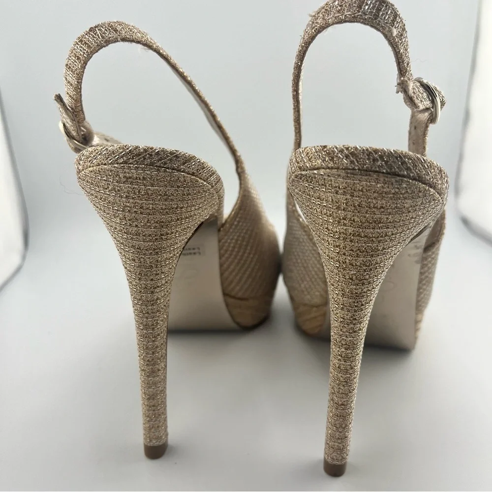 Adrianna Papell Rita Gold Silver Slingback Heels Metallic Platform Women's 6.5